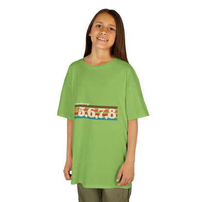 “From the Top and 5, 6, 7, 8” Youth Short Sleeve Tee – Retro Graphic Dance Shirt for Kids and Young Performers