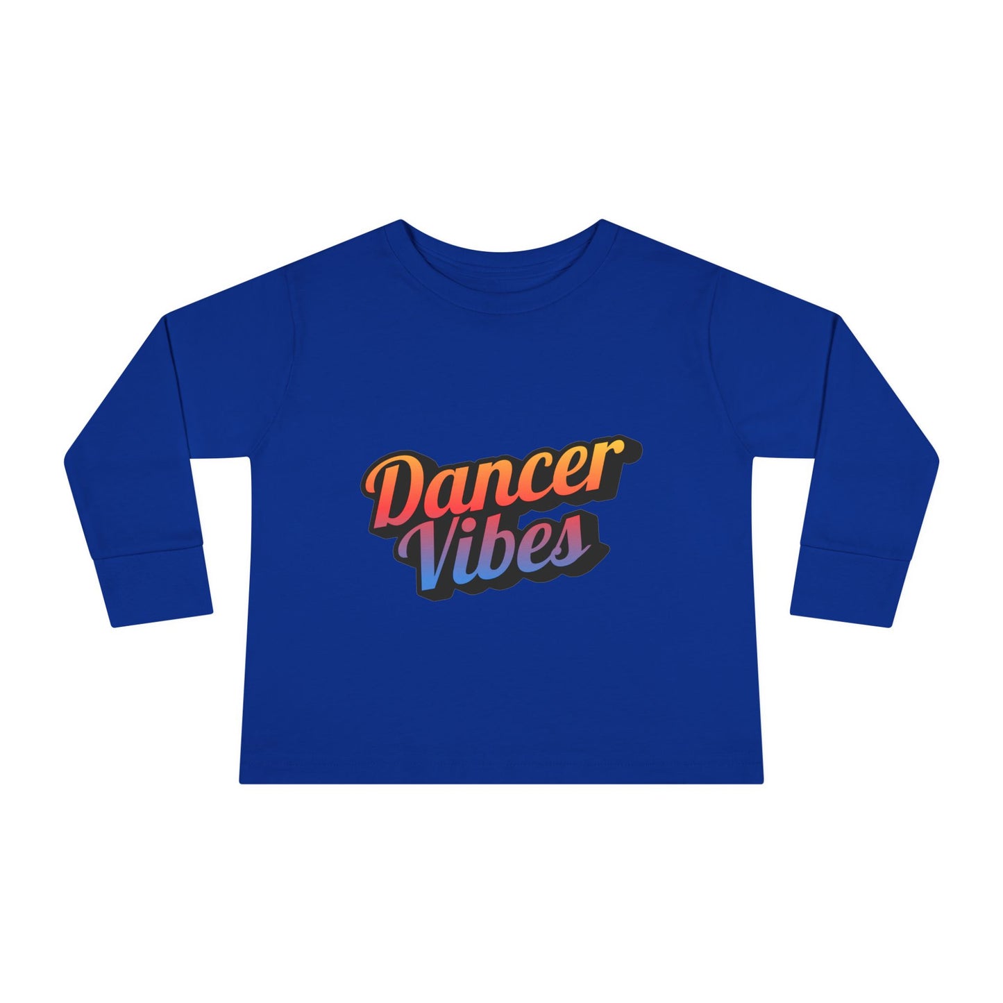 "Dancer Vibes" Toddler Dance T-Shirt – Colorful Text Graphic Long Sleeve Tee for Kids