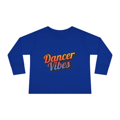 "Dancer Vibes" Toddler Dance T-Shirt – Colorful Text Graphic Long Sleeve Tee for Kids