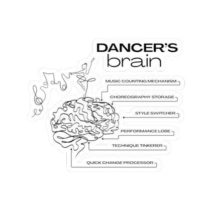 “Dancer’s Brain” Kiss-Cut Sticker – Funny Dance-Themed Vinyl Sticker with Cute Dancer Brain Illustration for Dancers and Performers