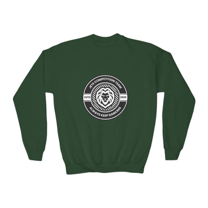 "Jeté Competition Team - Always Keep Dancing" Youth Crewneck Sweatshirt – Bold Collegiate-Inspired Dance Graphic Pullover for Kids and Teens