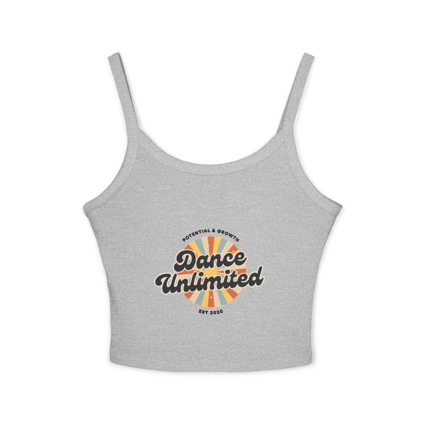 "Dance Unlimited – Potential & Growth" Women’s Spaghetti Strap Tank Top – Retro Dance Graphic | Inspirational Studio Apparel for Dancers & Performers
