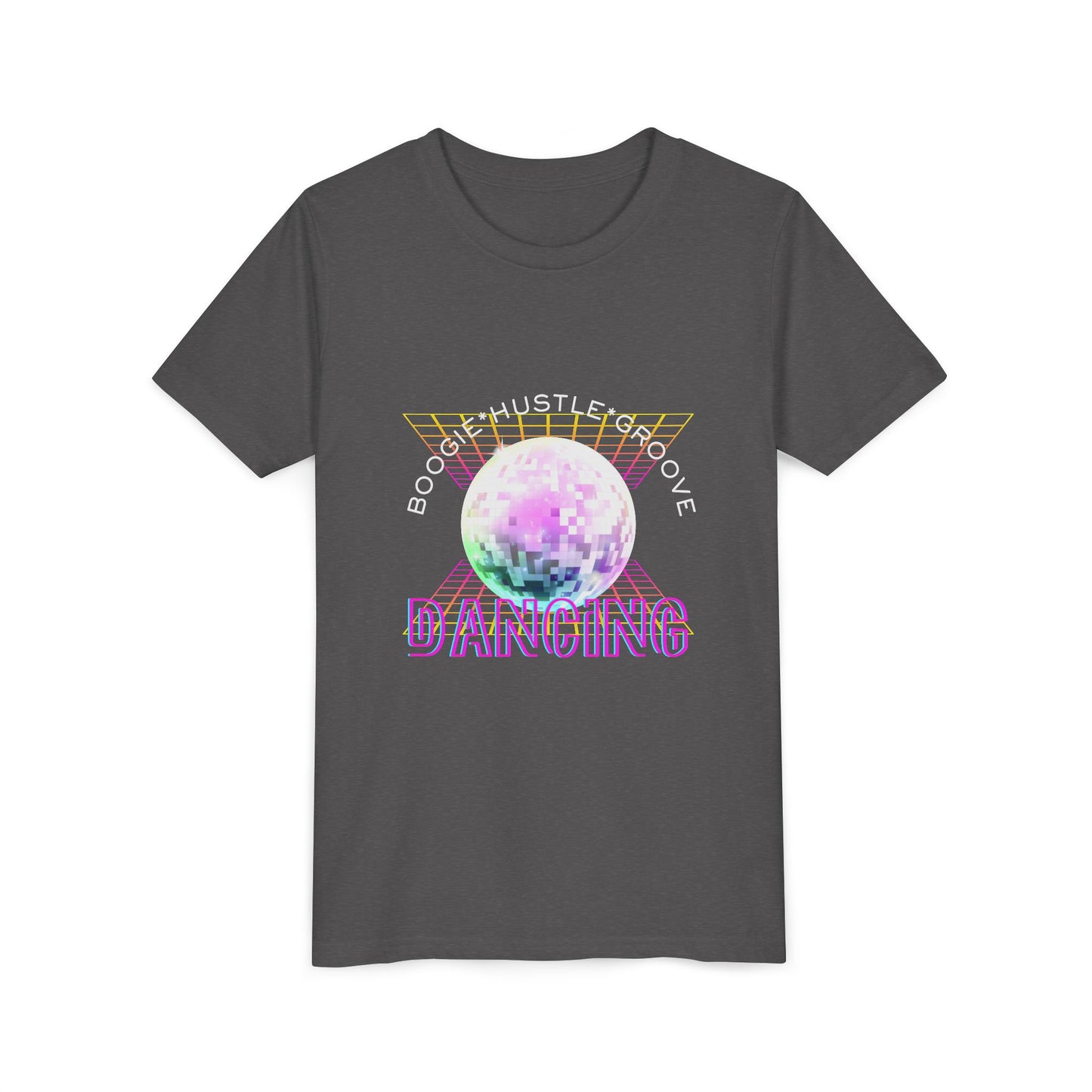 "Boogie, Hustle, Groove - Dancing" Streetwear Dance Graphic – Youth Short Sleeve Tee
