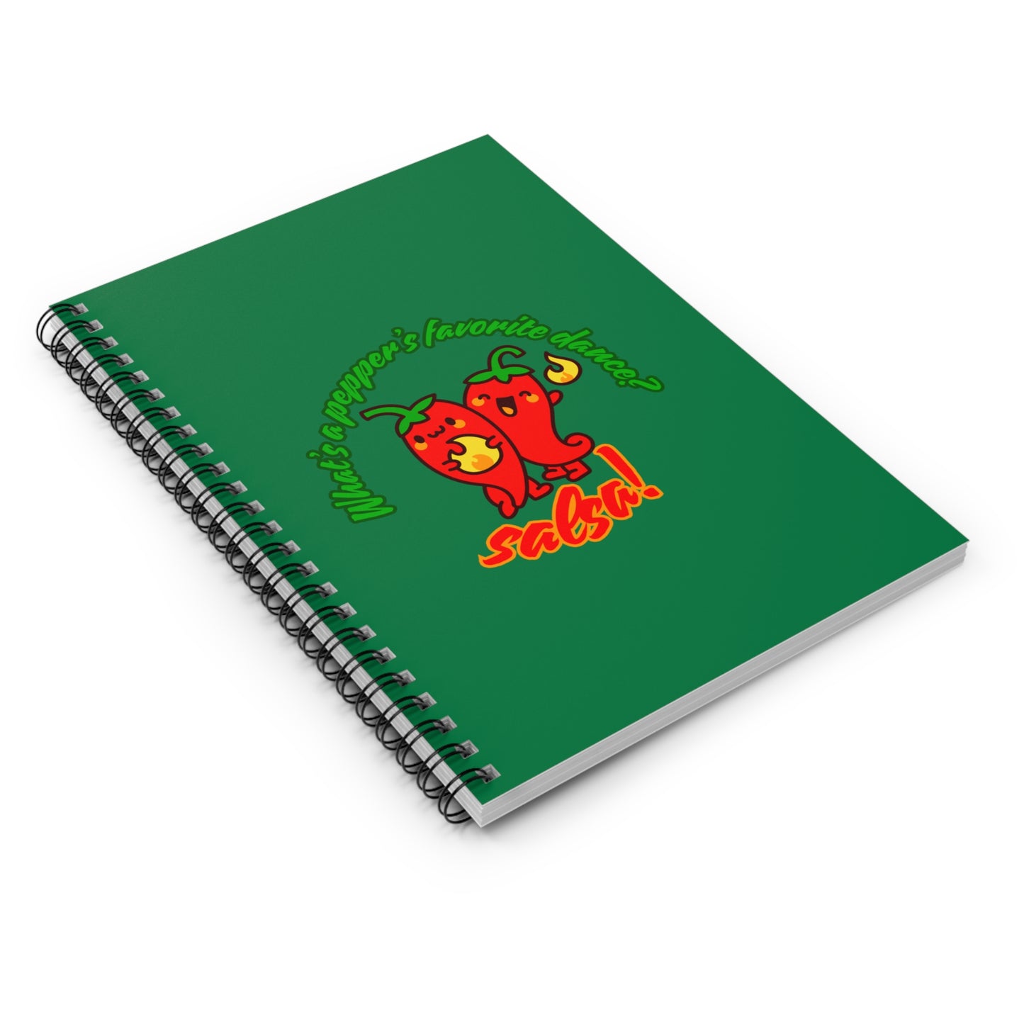 "What Is a Pepper’s Favorite Dance? Salsa!" Spiral Notebook – Funny Dance Pun Journal with Cute Pepper Graphic for Dancers & Foodie Pun Lovers