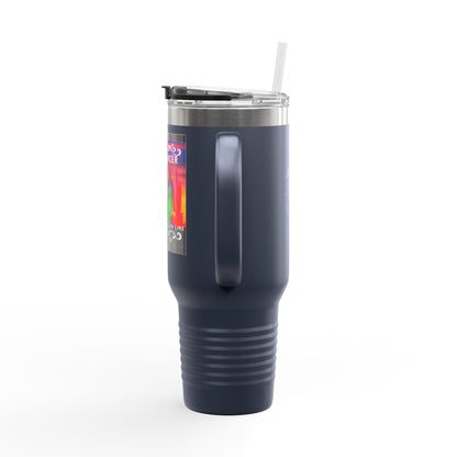 "Line Dancer, Get Your Boots In Line" 40oz Insulated Travel Mug – Cowgirl Dance-Themed Tumbler for Country Western Lovers