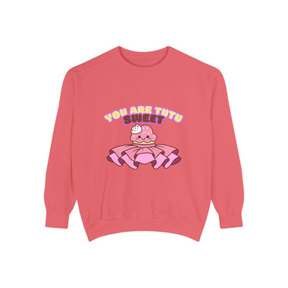 "You Are Tutu Sweet" Unisex Lightweight Crewneck Sweatshirt – Kawaii Cupcake in a Tutu Graphic Pullover for Ballet & Dance Lovers