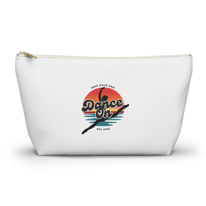 "Keep Calm and Dance On" Makeup Bag – Retro-Inspired Dance Graphic – Motivational Dance-Themed Zipper Pouch for Cosmetics, Accessories & Gifts