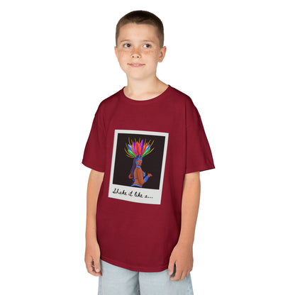 "Shake It Like a..." Youth Short Sleeve Tee – Carnival-Inspired Samba Dancer Graphic Dance Shirt for Kids