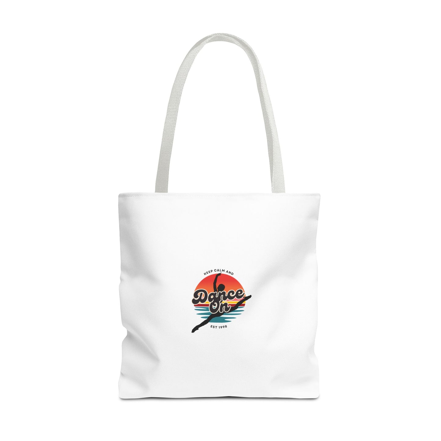 "Keep Calm and Dance On" Canvas Tote Bag – Retro Dance Graphic, Durable Shopping & Everyday Dance Bag