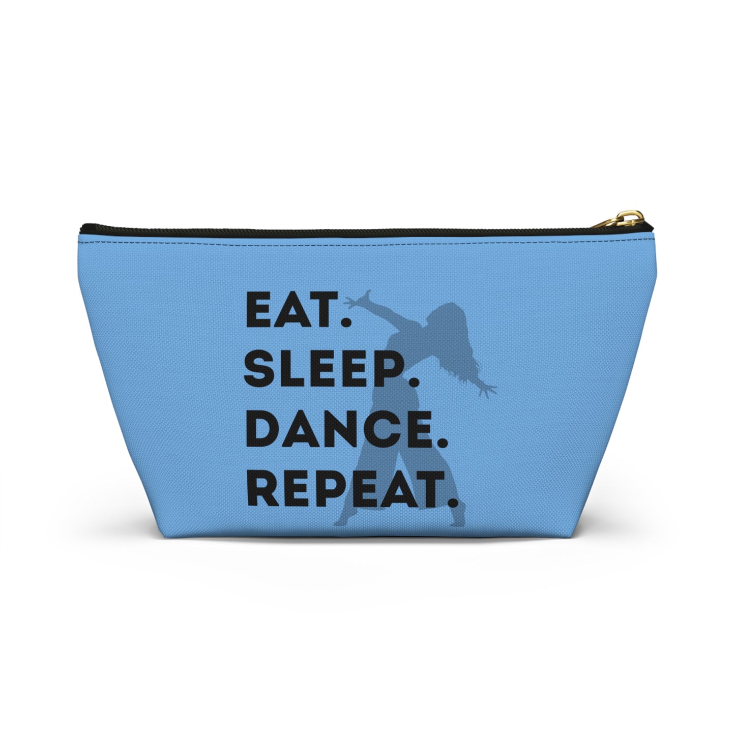“Eat Sleep Dance Repeat” Makeup Bag – Bold Dancer Graphic – Dance-Themed Zipper Pouch for Cosmetics, Accessories & Travel Essentials