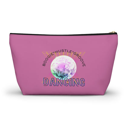 "Boogie, Hustle, Groove - Dancing" Retro Dance-Inspired Makeup Bag | Funky Bold Accessory Pouch for Dancers