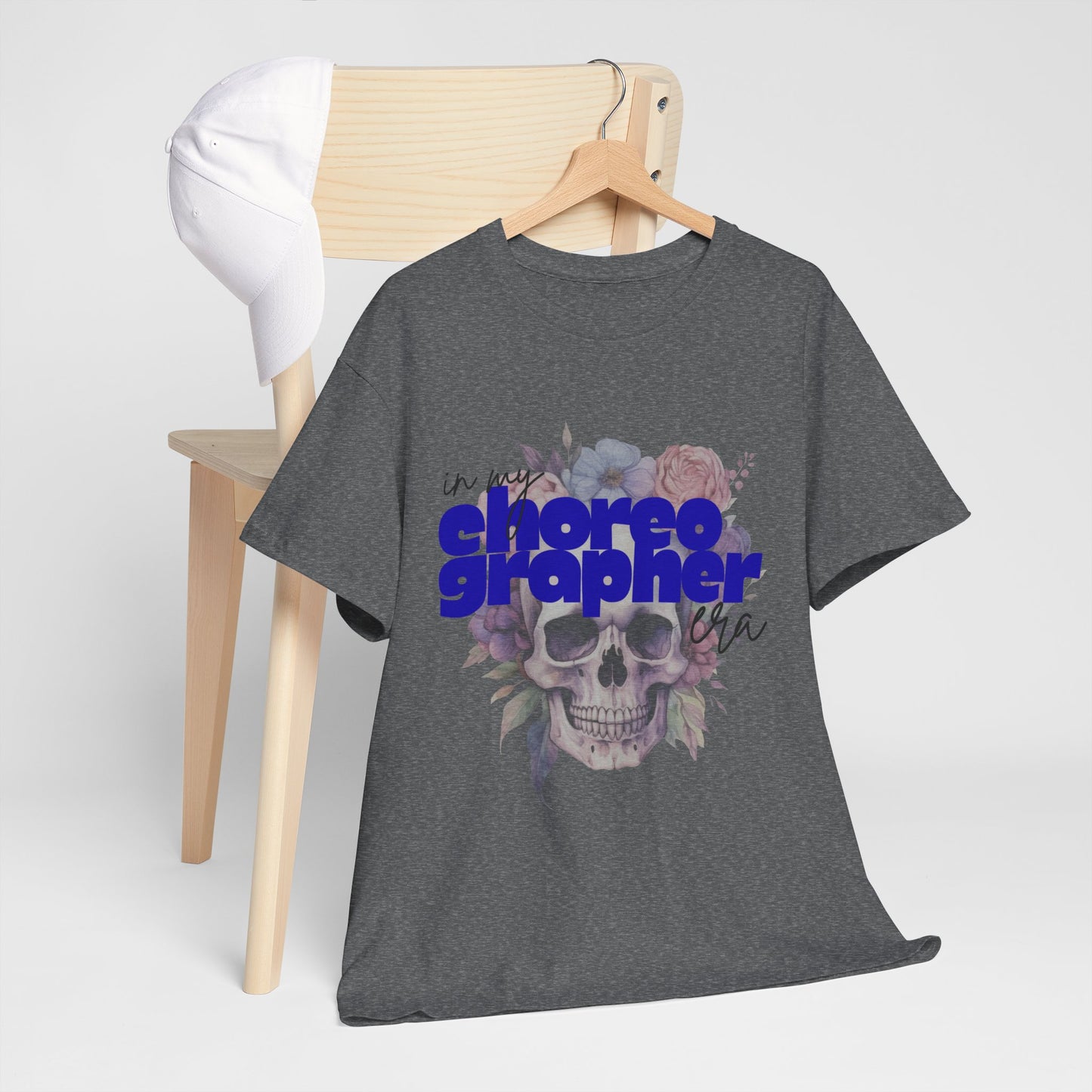 "In My Choreographer Era" Skull Floral Tee – Unisex Heavy Cotton Dance T-Shirt with Cool Gothic Graphic