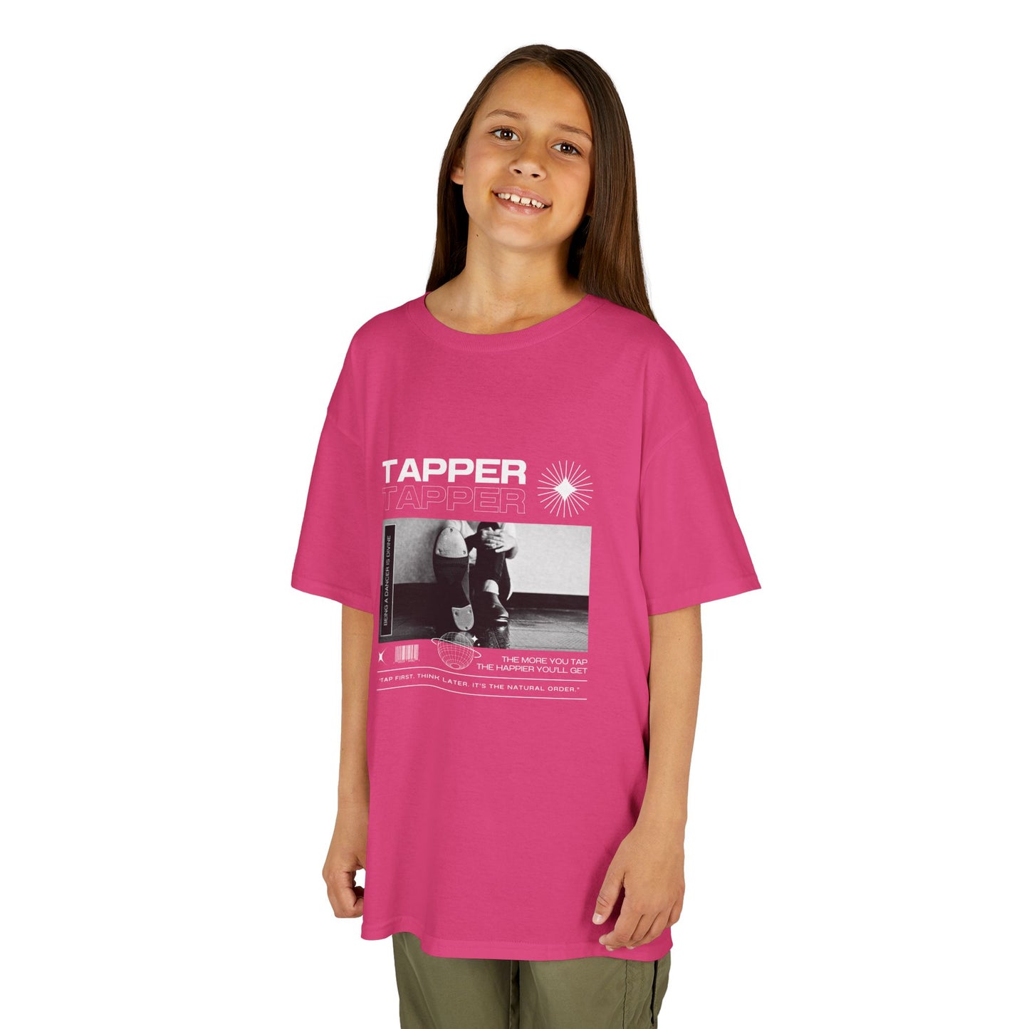 “Tapper” Youth Short Sleeve Tee – Streetwear-Inspired Tap Dance T-Shirt with Tap Shoes Graphic