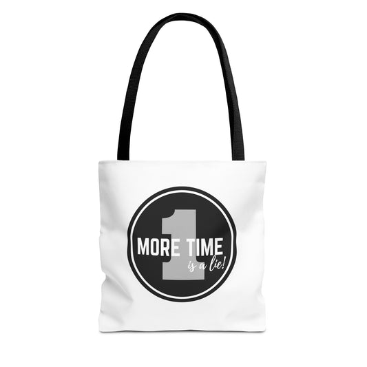"One More Time is a Lie" Dance Tote Bag – Bold Emblem Graphic Canvas Bag for Dancers, Rehearsals & Everyday Use