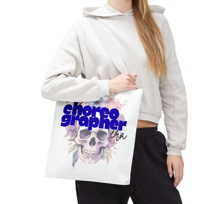In My Choreographer Era Tote Bag with Colored Handles – Pastel Floral Skull Dance-Inspired Carryall