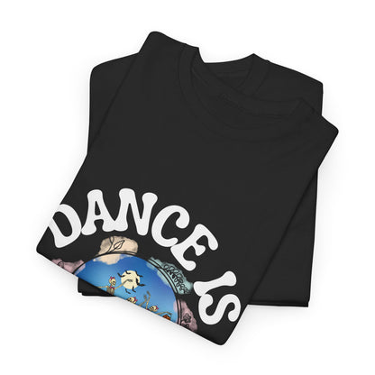 “Dance Is in My Bones” Halloween Dance T-Shirt with Dancing Skeletons Graphic - Unisex Heavy Cotton Tee