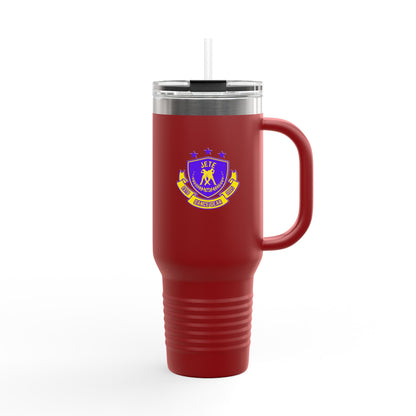 "Jeté Dance Gear Estd 2025" | 40oz Insulated Travel Mug with Collegiate-Inspired Graphic – Durable Stainless Steel Tumbler for Dancers & Dance Lovers
