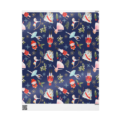 "Nutcracker Ballet" Christmas Wrapping Paper – Festive Holiday Gift Wrap with Classic Ballet Dancers & Christmas Scene Design, Perfect for Dance Lovers and Studios