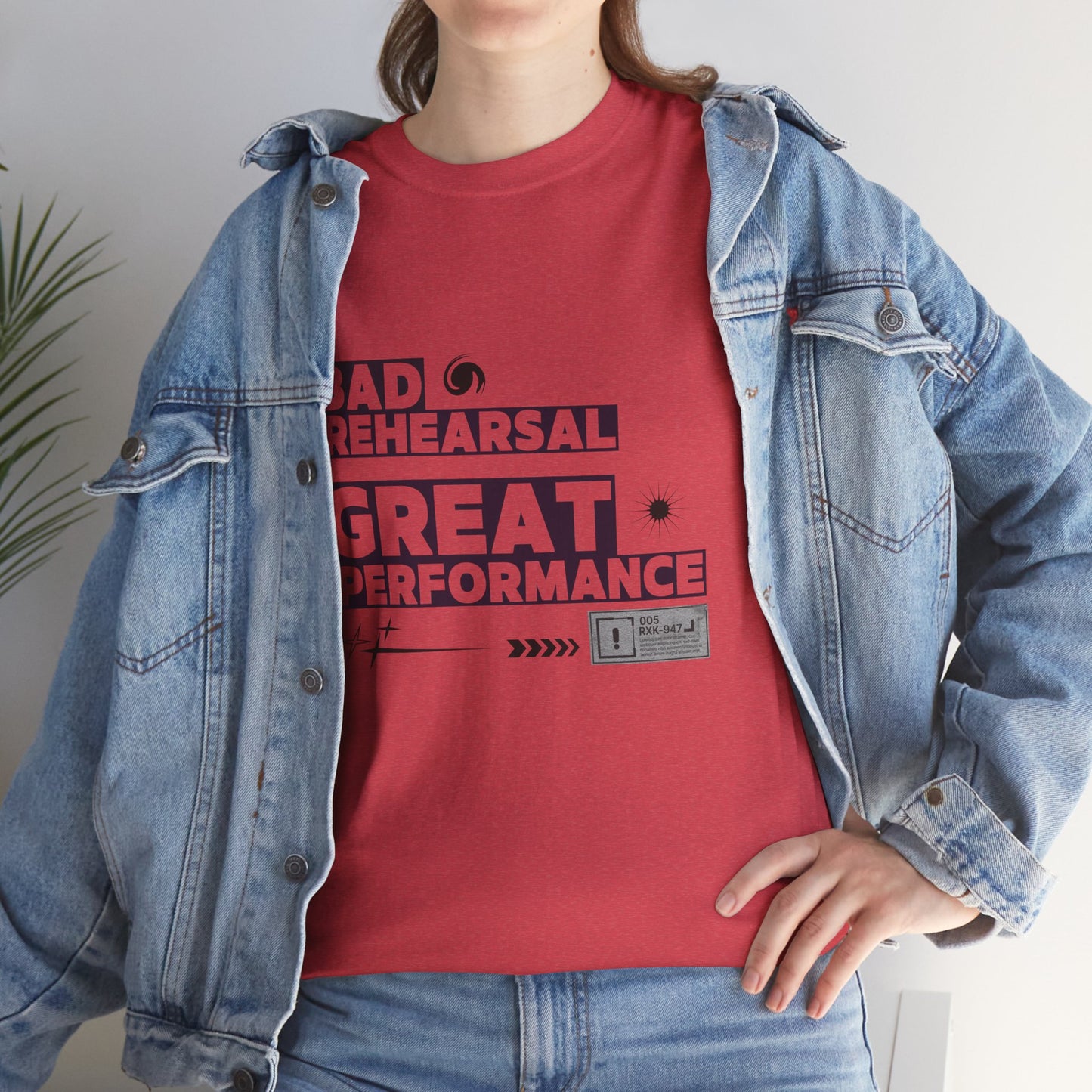 "Bad Rehearsal, Great Performance" Dance Quote Tee – Unisex Heavy Cotton T-Shirt with Streetwear-Inspired Graphic for Dancers