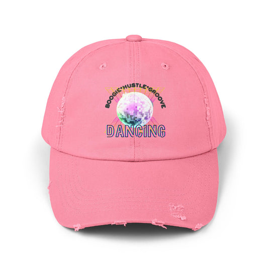 "Boogie, Hustle, Groove - Dancing" Streetwear Embroidered Design – Unisex Distressed Dance Cap