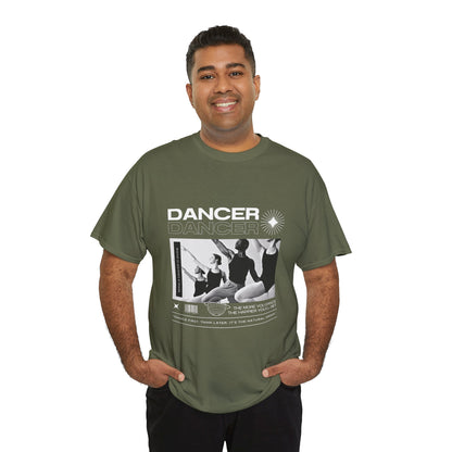 "Dancer" with ballet dancers at the Barre - Unisex Heavy Cotton Tee | Streetwear-Inspired Ballet Training Graphic T-Shirt for Dance Lovers