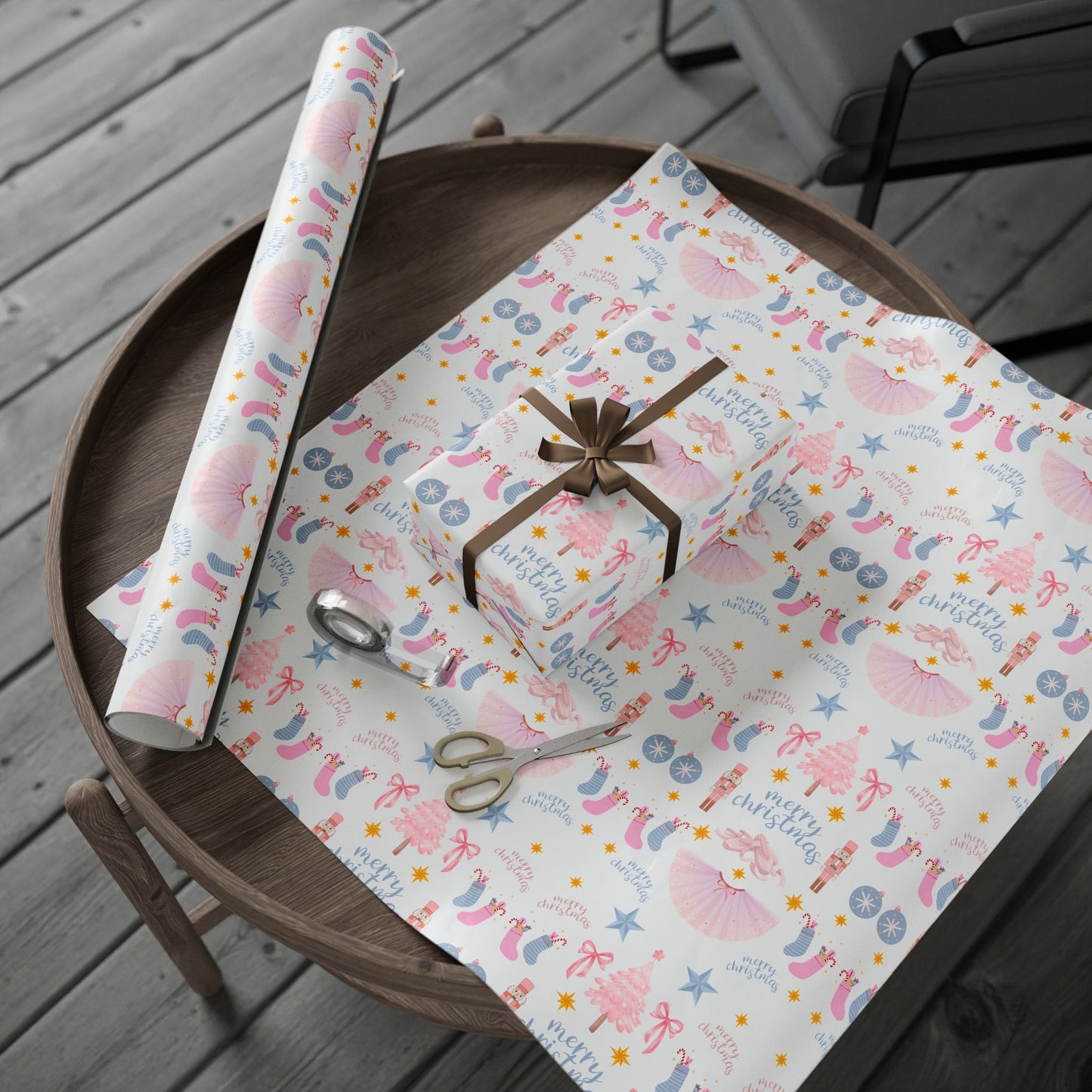 “Merry Christmas” Pastel Wrapping Paper – Elegant Holiday Gift Wrap with Soft Festive Colors, Perfect for Christmas Gifts, Dancers & Holiday Parties