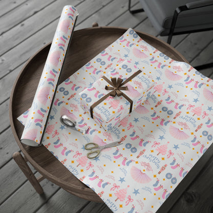 “Merry Christmas” Pastel Wrapping Paper – Elegant Holiday Gift Wrap with Soft Festive Colors, Perfect for Christmas Gifts, Dancers & Holiday Parties