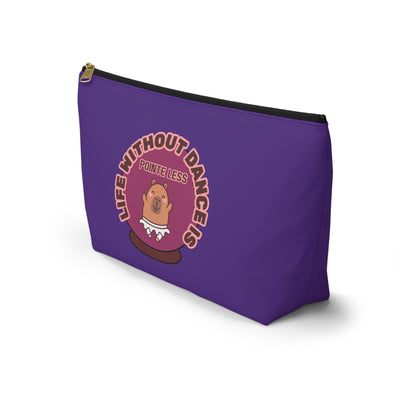 "Life Without Dance is Pointeless" Makeup Bag – Cute Dancing Capybara Graphic – Funny Ballet-Themed Zipper Pouch for Cosmetics, Accessories & Gifts