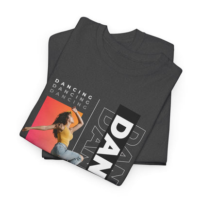 “Dancing” Streetwear-Inspired Female Dancer Unisex Heavy Cotton Tee – Urban Dance Graphic T-Shirt for Performers and Dance Lovers