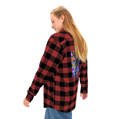 Levels Premium Collection Flannel Shirt – Unisex Streetwear Button-Up with "Levels Pictures Textures" Front Text and Bold Dancer Silhouette Back Graphic