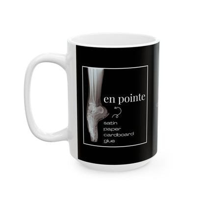 “I Dance En Pointe” Accent Coffee Mug – Ballet-Themed Personalized Mug with X-Ray Foot Design for Dancers, Teachers, and Ballet Lovers