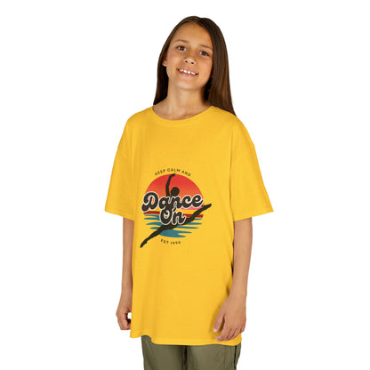 "Keep Calm and Dance On" Youth Short Sleeve Tee – Retro Graphic Dance Shirt for Kids and Young Performers