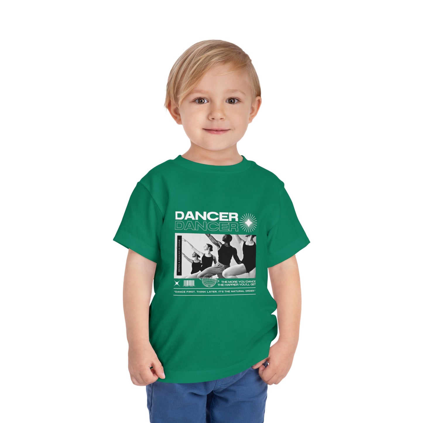 “Dancer" Toddler Short Sleeve T-Shirt – Streetwear-Inspired Ballet Barre Graphic Tee for Young Kids