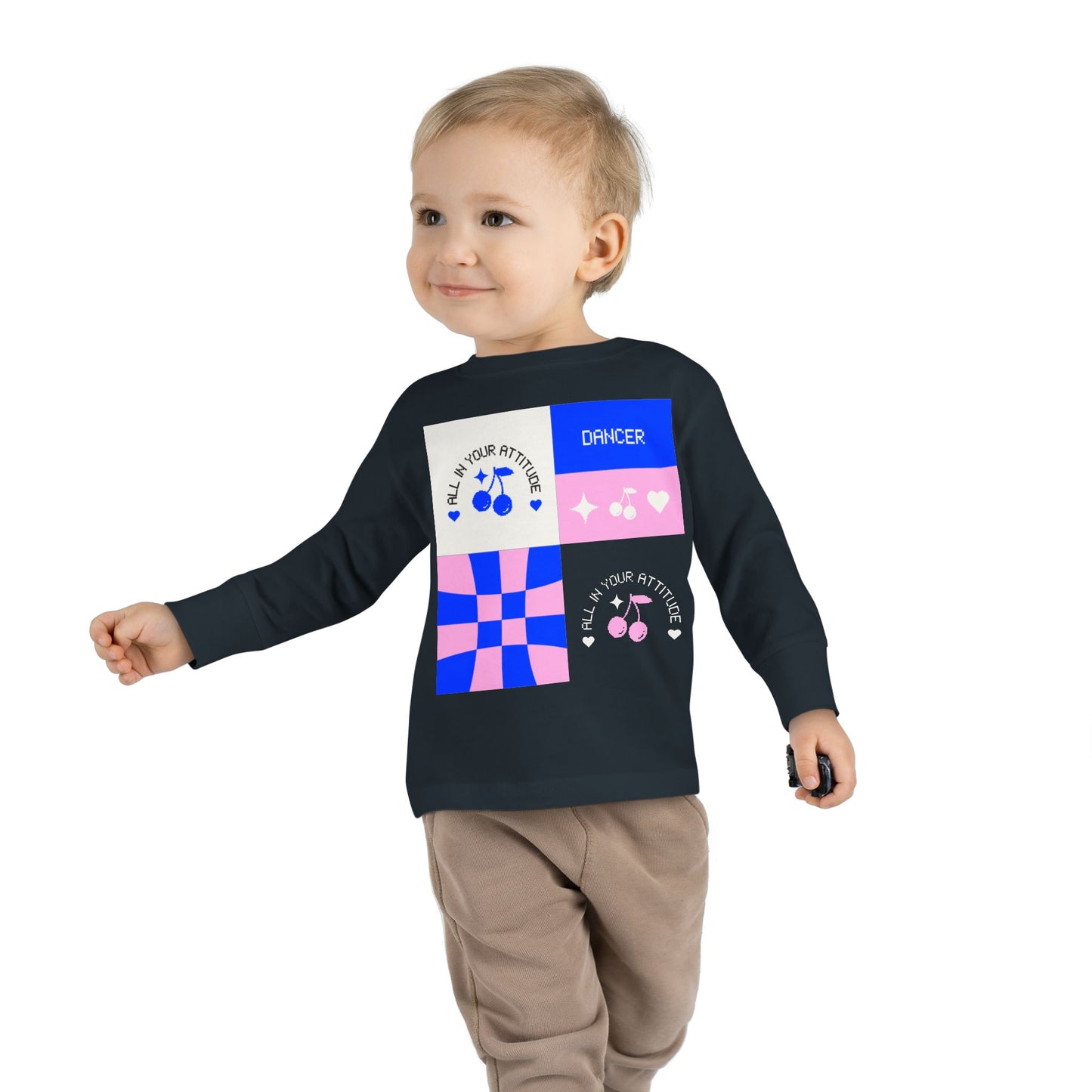 "Dancer – All in Your Attitude" Toddler Dance T-Shirt – Retro Graphic Long Sleeve Tee for Kids