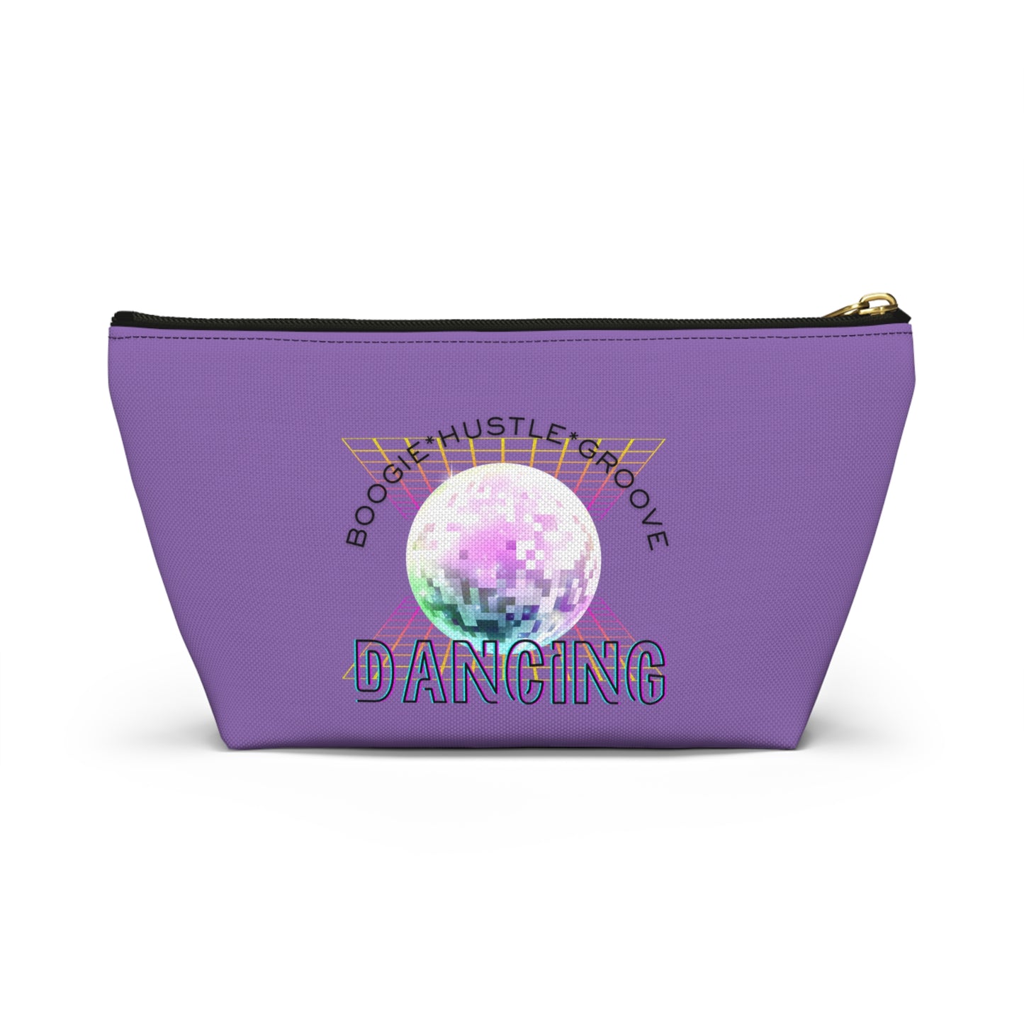 "Boogie, Hustle, Groove - Dancing" Retro Dance-Inspired Makeup Bag | Funky Bold Accessory Pouch for Dancers