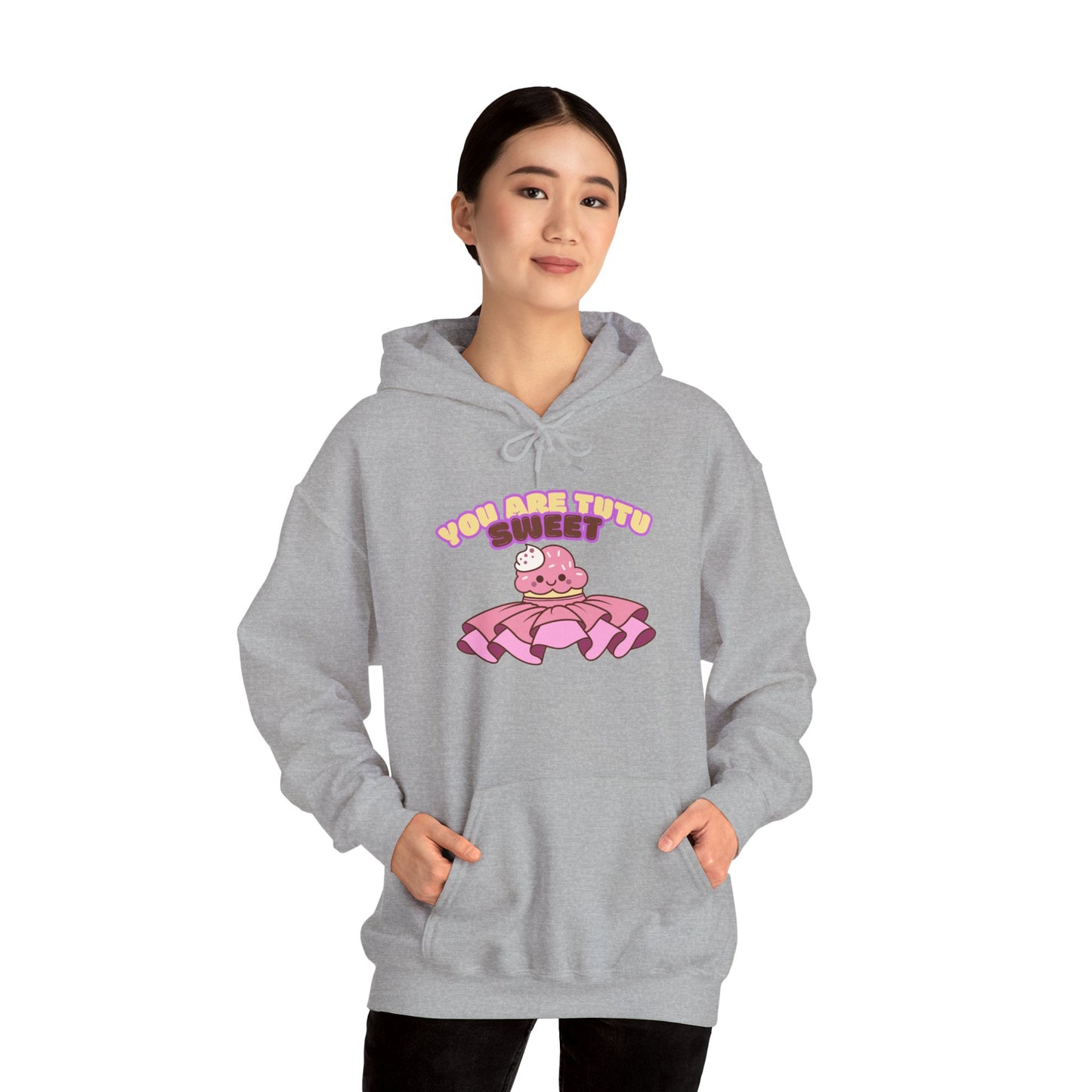 "You Are Tutu Sweet" Unisex Heavy Blend Hooded Sweatshirt – Kawaii Cupcake in Tutu Dance Graphic Hoodie for Adults and Teens