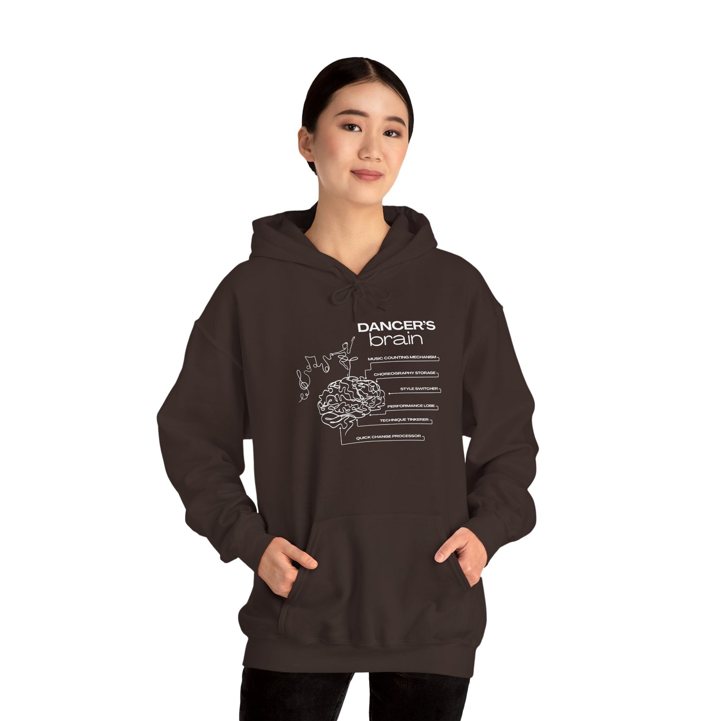 "Dancer’s Brain" Unisex Hoodie – Funny Dance-Themed Hoodie for Teens and Adults with Personalization Option and Cute Dancer Brain Graphic