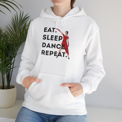 "Eat Sleep Dance Repeat" Unisex Dance Hoodie – Bold Graphic Sweatshirt for Dancers