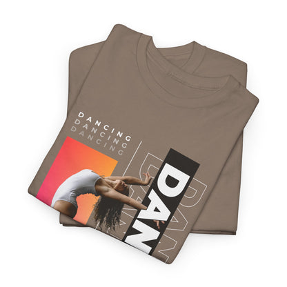 “Dancing” Streetwear-Inspired Female Dancer Unisex Heavy Cotton Tee – Urban Dance Graphic T-Shirt for Performers and Dance Lovers