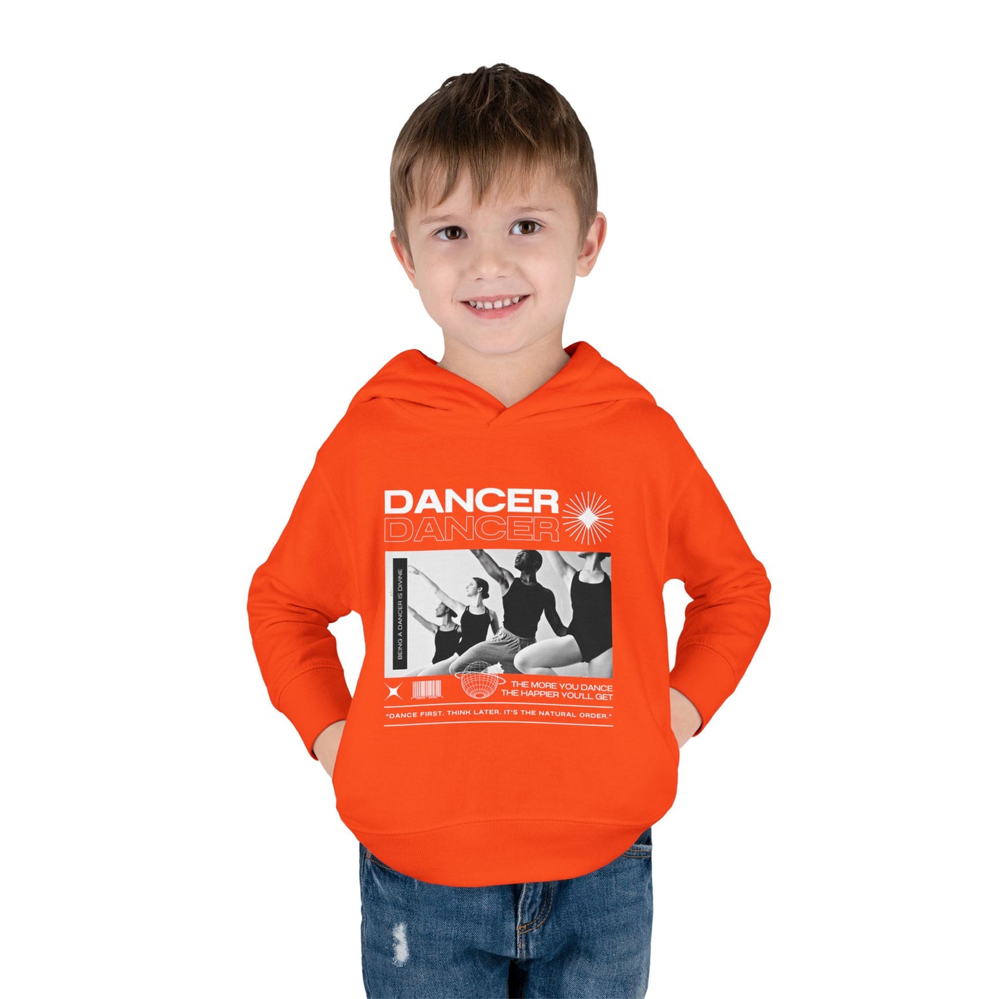 “Dancer” Toddler Pullover Hoodie – Streetwear-Inspired Ballet Barre Graphic Sweatshirt for Kids