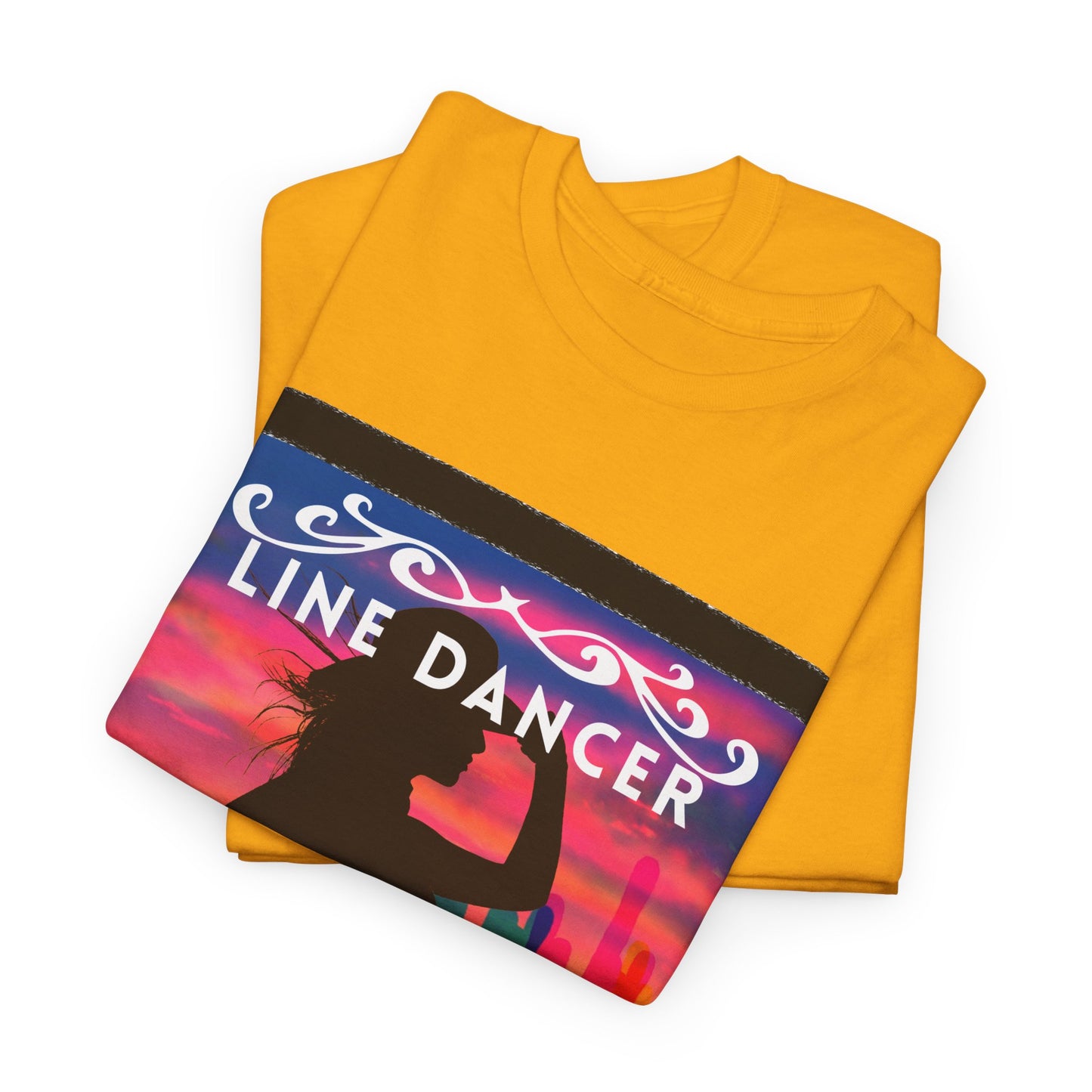 "Line Dancer" Unisex Heavy Cotton T-Shirt – Western Country Dance Graphic Tee – 'Get Your Boots in Line' Cowboy-Inspired Shirt