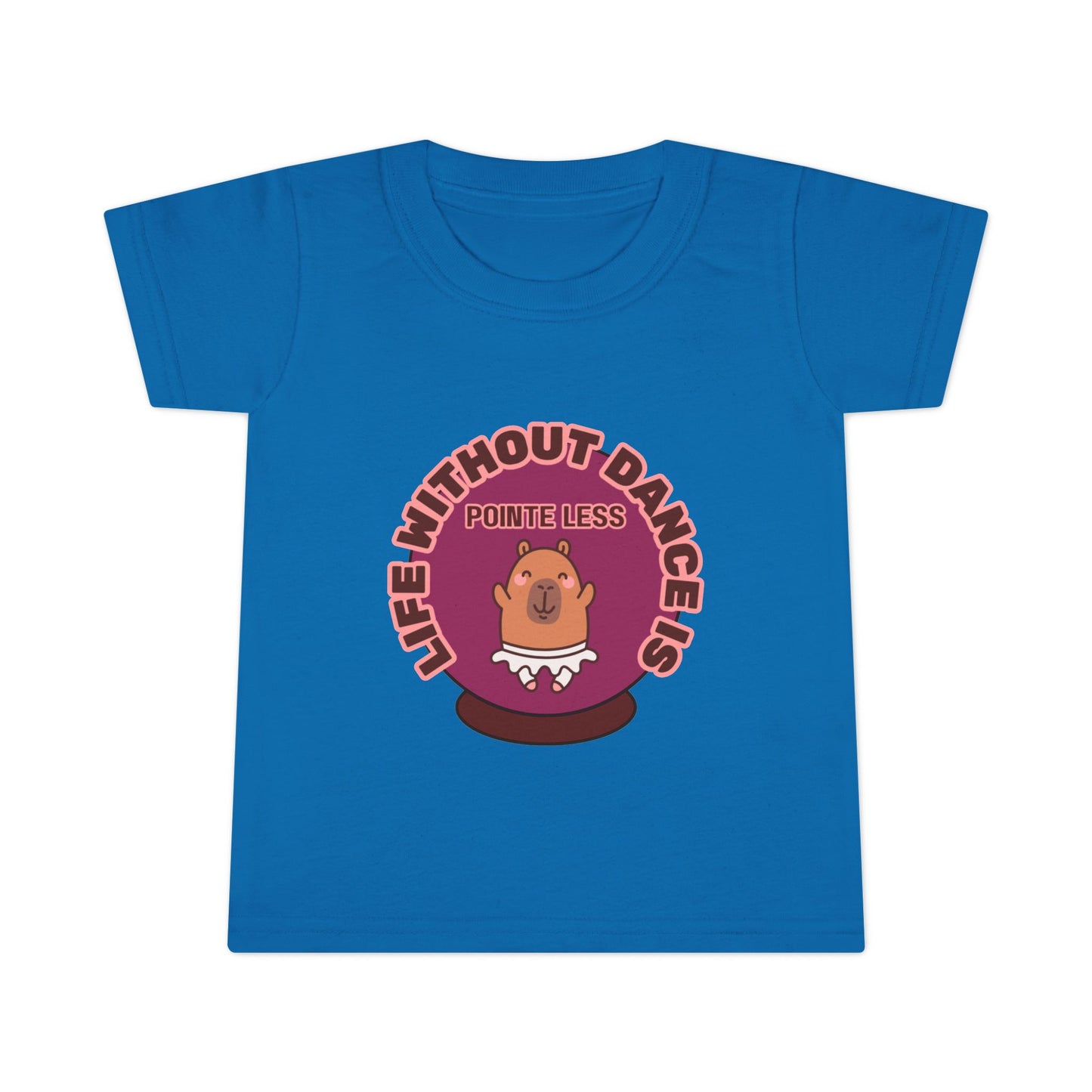 "Life Without Dance Is Pointeless" Toddler Dance T-Shirt – Cute Dancing Capybara Graphic Short Sleeve Tee for Kids