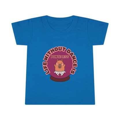 "Life Without Dance Is Pointeless" Toddler Dance T-Shirt – Cute Dancing Capybara Graphic Short Sleeve Tee for Kids