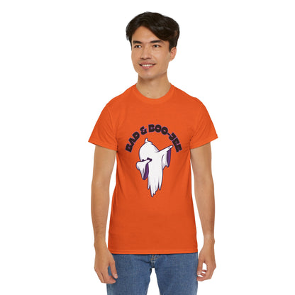 “Bad & Boo-jee” Funny Halloween Dance T-Shirt with Cute Ghost Dab Graphic - Unisex Heavy Cotton Tee