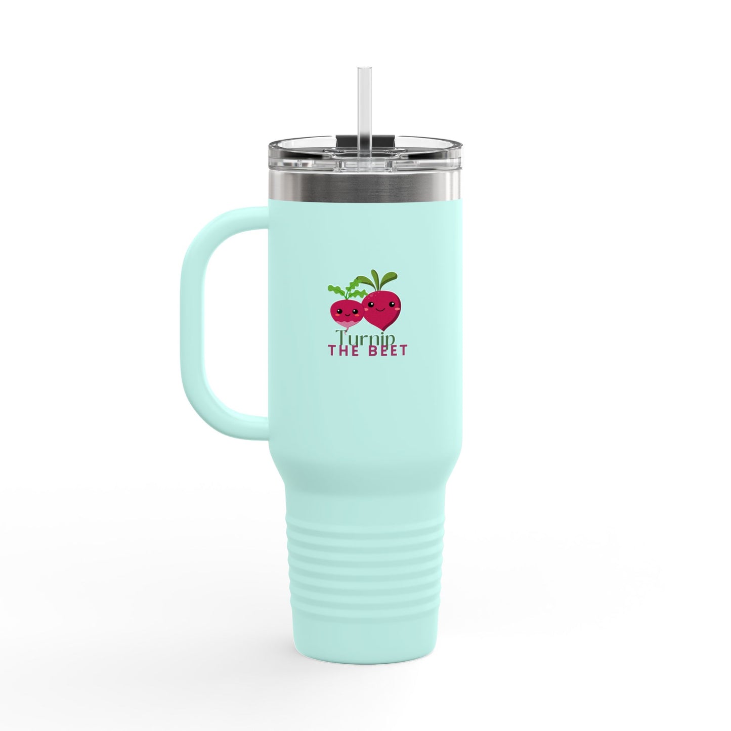 "Turnip the Beet" 40oz Insulated Travel Mug – Cute Veggie Dance Pun Tumbler for Music & Dance Lovers | Jete Shop 🥬🎶✨