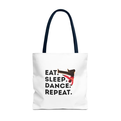 "Eat Sleep Dance Repeat" B-Boy Canvas Tote Bag – Hip-Hop Dancer Graphic Dance Tote for Everyday Use