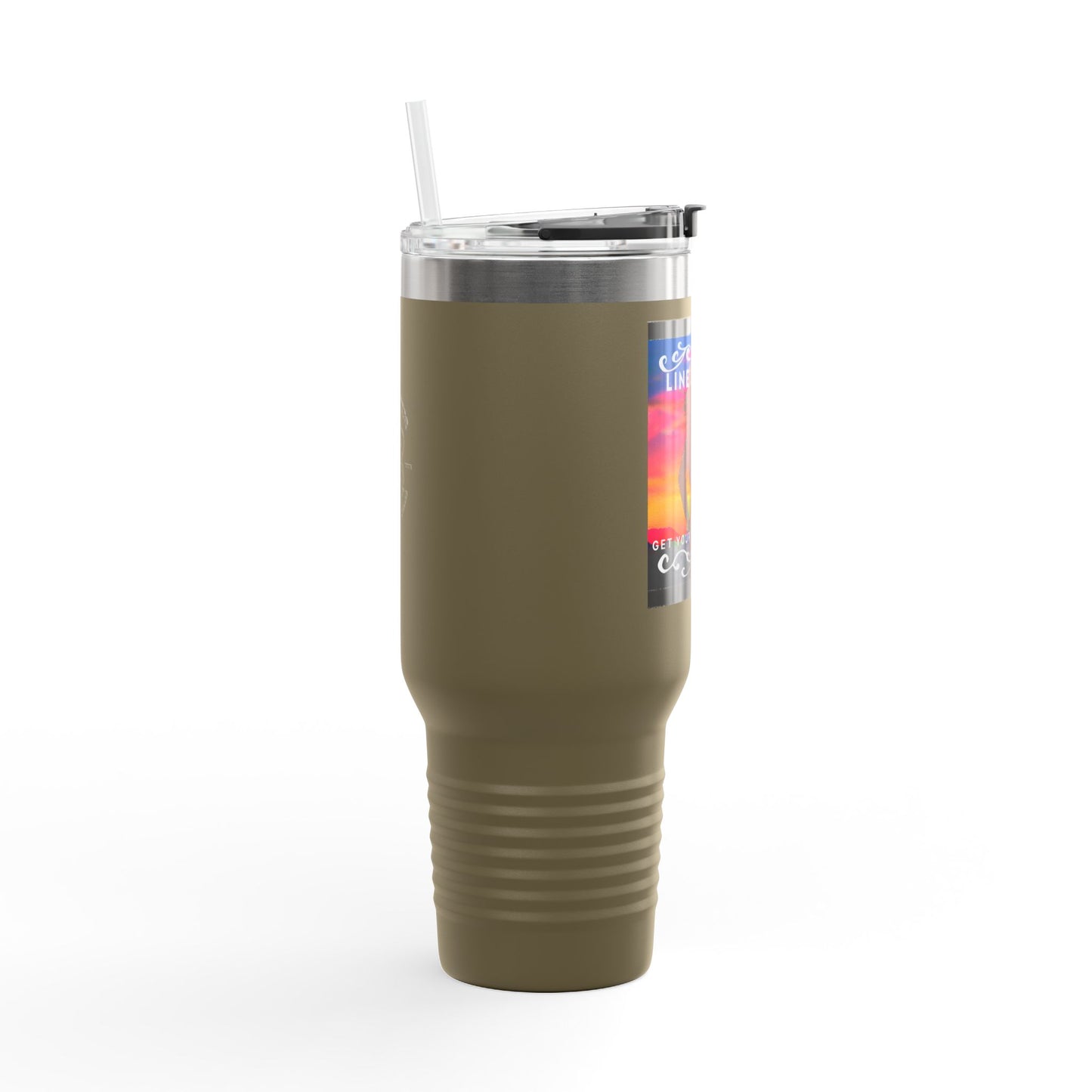 "Line Dancer, Get Your Boots In Line" 40oz Insulated Travel Mug – Cowgirl Dance-Themed Tumbler for Country Western Lovers