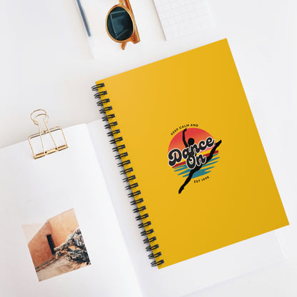 "Keep Calm and Dance On" Spiral Notebook – Retro Dance Journal with Colorful Graphic for Dancers, Students & Creative Writers