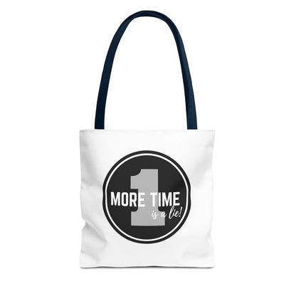 "One More Time is a Lie" Dance Tote Bag – Bold Emblem Graphic Canvas Bag for Dancers, Rehearsals & Everyday Use