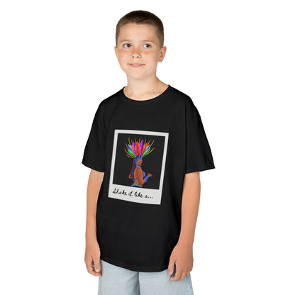 "Shake It Like a..." Youth Short Sleeve Tee – Carnival-Inspired Samba Dancer Graphic Dance Shirt for Kids